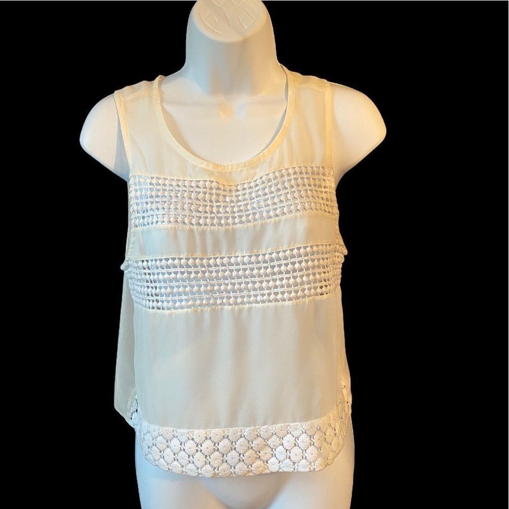 Holister XS Sheer Tank - Lace Detail White